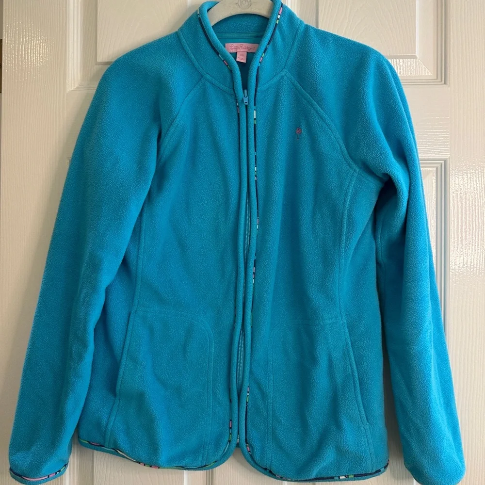 Lilly Pulitzer Blue Full-Zip Fleece Jacket